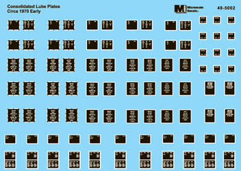 Microscale 48-5002 O Consolidated Lube Plates,Data-COTS Single Panel Decal Sheet