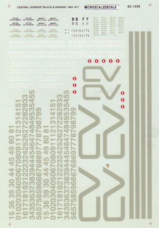 Microscale 60-1039 N 1963-1977 Central Vermont Diesels Waterslide Decal Sheet