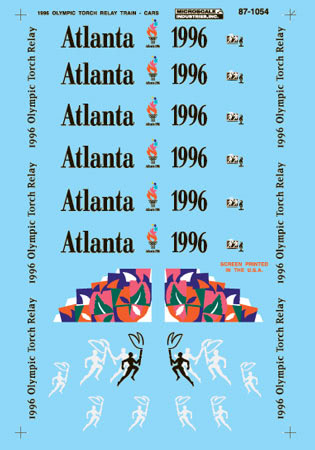 Microscale 60-1054 N UP 1996 Olympic Scheme Passenger Car Waterslide Decal Sheet