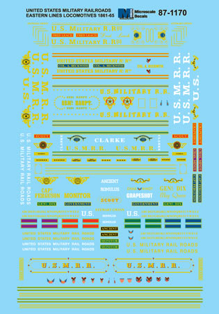 Microscale 87-1170 HO US Military Steam Locomotives Waterslide Decal Sheet