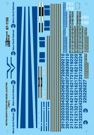Microscale 60-1195 N 1997+ Metro-North P32AC-DM Diesel-Electrics Decal Sheet