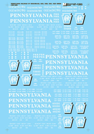 Microscale 60-1203 N 1956-1960 Pennsylvania 40' Box Cars Classes Decal Sheet