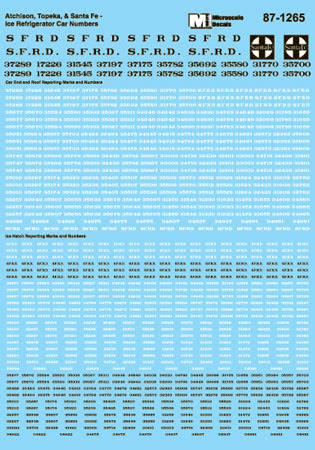 Microscale 60-1265 N Santa Fe Ice Refrigerator Car Numbers Decal Sheet