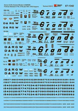 Microscale 60-1342 N D&RGW Covered Hoppers Waterslide Decal Sheet