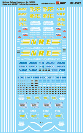 Microscale 60-1372 N NREX Diesel & GENSET Demonstrator Data Decal Sheet