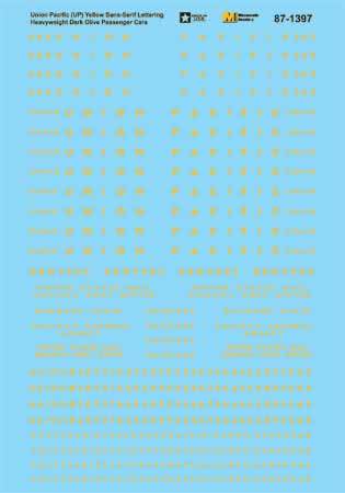 Microscale 60-1397 N UP Sans-Serif Lettering Heavyweight Pass Cars Decal Sheet