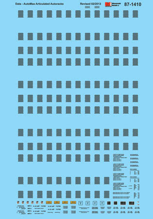Microscale 60-1410 N AutoMax Articulated Autoracks Waterslide Decal Sheet