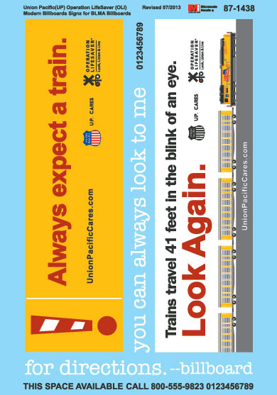 Microscale 60-1438 N Union Pacific Operation Lifesaver Billboards Decal Sheet
