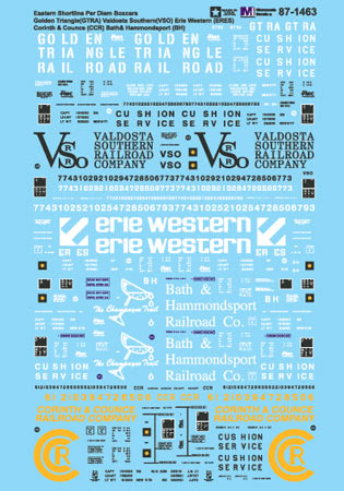 Microscale 60-1463 N GTRA, VSO, ERES, CCR, BH Boxcars Waterslide Decal Sheet