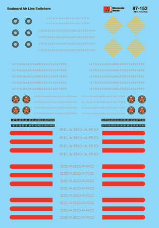 Microscale 60-152 N 1950-60s Seaboard Air Line Diesel Switchers Decal Sheet