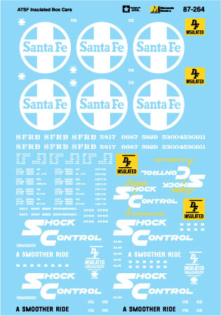 Microscale 60-264 N Sante Fe 50' Insulated Plug Door Boxcar Decal Sheet