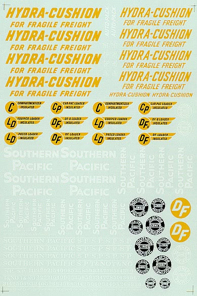 Microscale 87-0003 HO SP Freight Cars with Hydra-Cushion Waterslide Decal Sheet