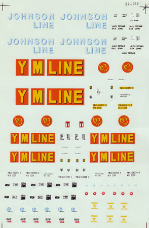 Microscale 87-312 HO Johnson Line 20'''' & 40'''' YM Line Container Decal Sheet