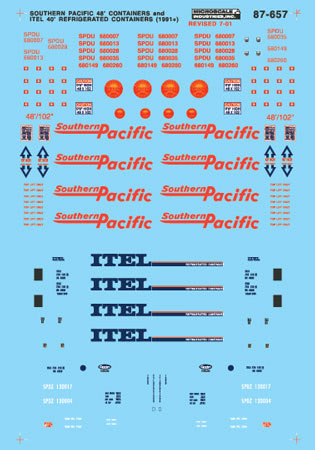 Microscale 60-657 N SP 48'/Itel 40' Reefer '90 Containers Waterslide Decal Sheet