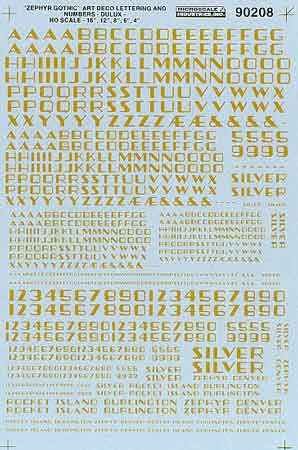 Microscale 70206 N Dulux Zephyr Gothic Alphabets & Numbers Decal Sheet