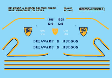 Microscale 60-4010 N Delaware & Hudson Baldwin Sharknose Diesel Decal Sheet
