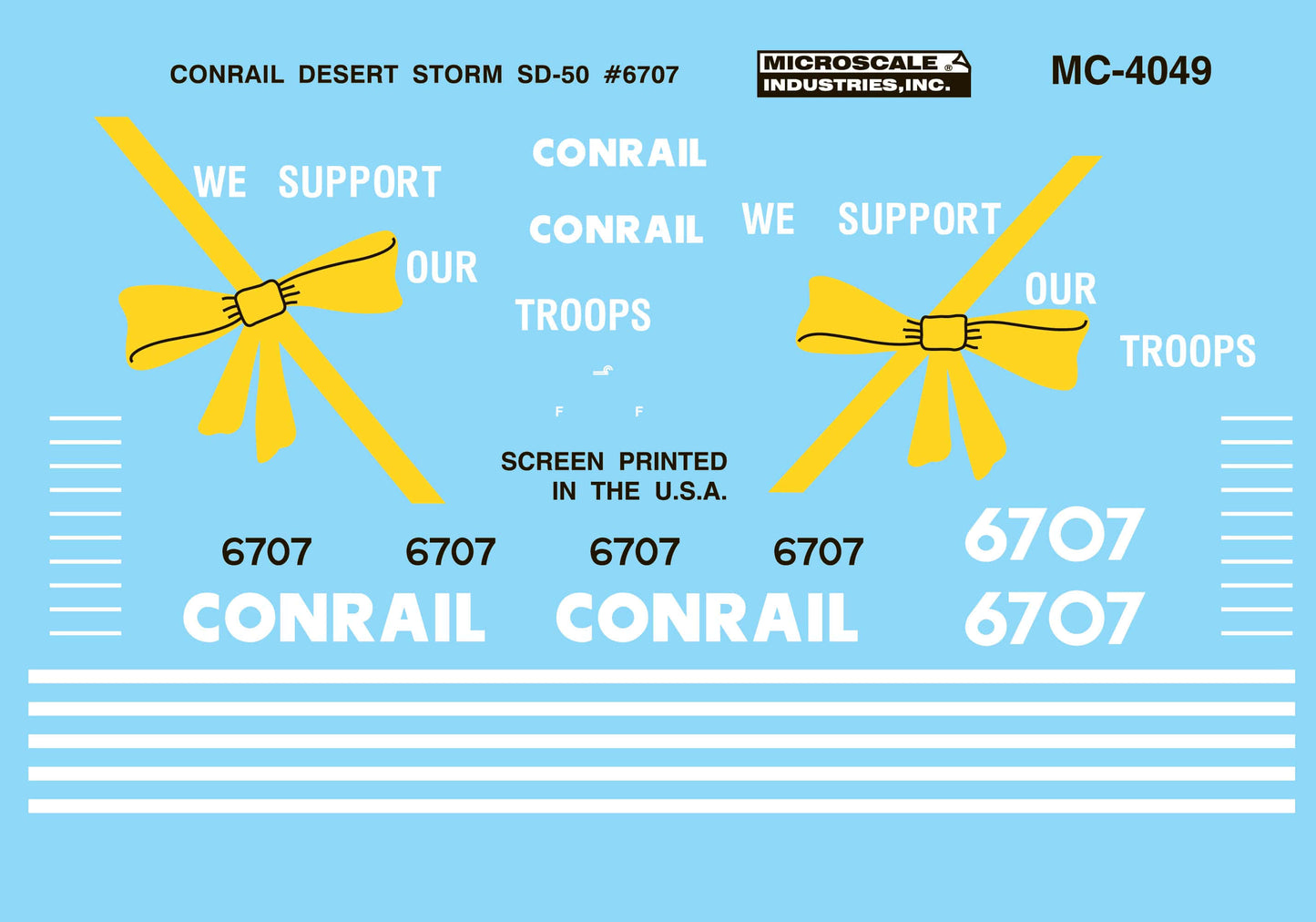 Microscale 60-4049 N 1991+ Conrail Desert Storm SD50 #6707 Diesel Decal Sheet
