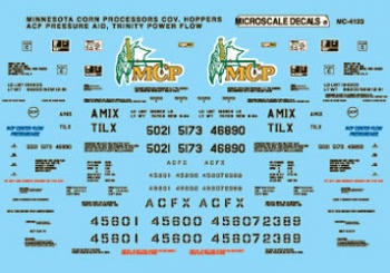 Microscale 60-4123 N 1991+ Minnesota Corn Covered Hoppers Decal Sheet