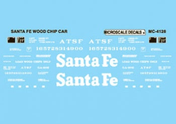 Microscale 60-4128 N 1985+ Santa Fe Wood Chip Cars Waterslide Decal Sheet
