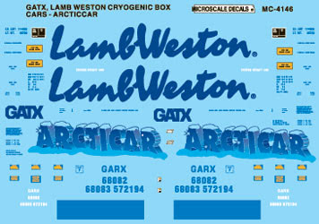 Microscale 60-4146 N 1995+ GATX Lamb Weston Cryogenic Articar Decal Sheet
