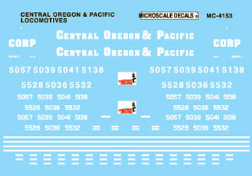 Microscale 60-4153 N Central Oregon & Pacific Diesel Hoods Decal Sheet