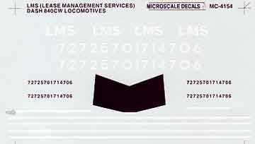 Microscale 60-4154 N 1994+ LMS Dash 8 40CW Locomotives Decal Sheet