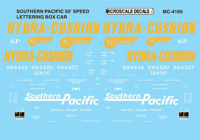Microscale MC-4160 HO 1995+ SP 50'' Speed Lettering Boxcars Decal Sheet