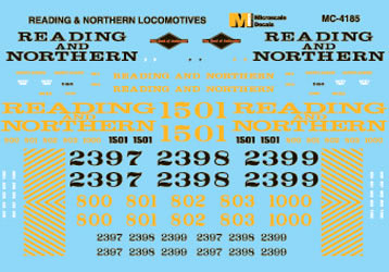 Microscale 60-4185 N 1992+ Reading & Northern Locomotives Waterslide Decal Sheet