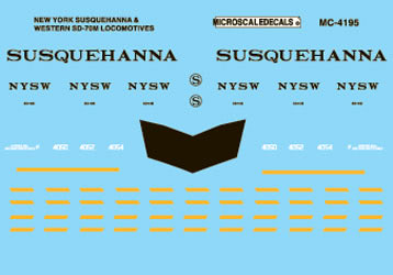 Microscale 60-4195 N 1996+ NYS&W SD70M Waterslide Decal Sheet
