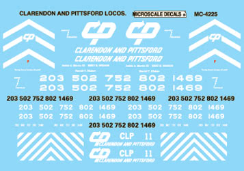 Microscale 60-4225 N 1985+ Clarendon & Pittsford Hood Diesels Decal Sheet