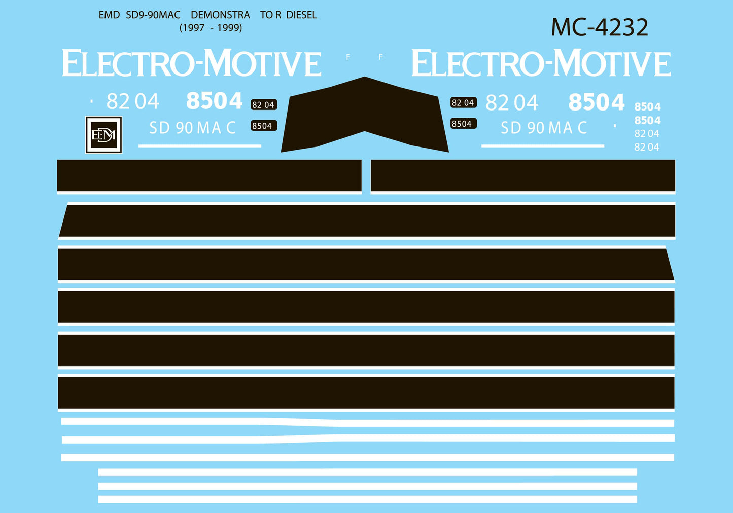 Microscale 60-4232 N 1997-1999 EMD SD90MAC Demo Diesel Decal Sheet