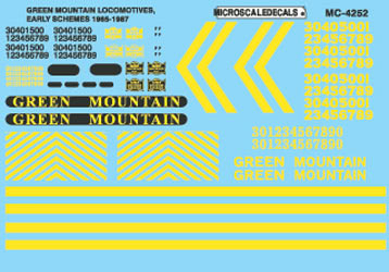 Microscale 60-4252 N 1965-1988 Green Mountain Early Diesels Decal Sheet