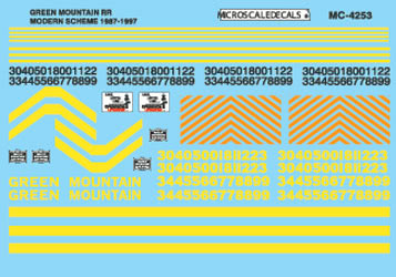 Microscale 60-4253 N 1988-1998 Green Mountain Railroad Late Diesels Decal Sheet