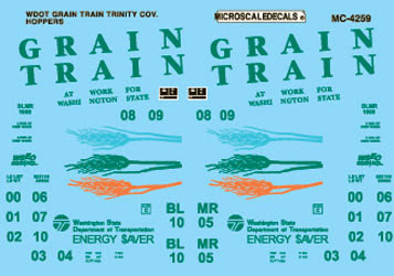 Microscale 60-4259 N Washington DOT PS/Trinity Covered 3-Bay Hoppers Decal Sheet