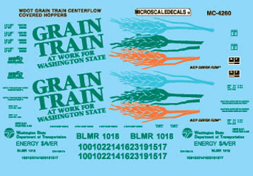 Microscale MC-4260 HO 1995+ WDOT Grain Train ACF Centerflow Hopper Decal Sheet