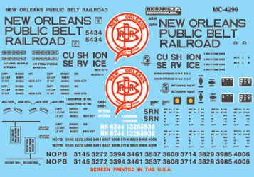 Microscale 60-4299 N New Orleans Public Belt 50' Outside Post Boxcar Decal Sheet