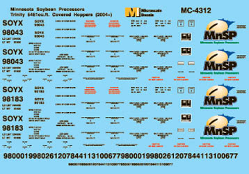 Microscale 60-4312 N Minnesota Soybean Processors 5461 Cubic Foot Decal Sheet