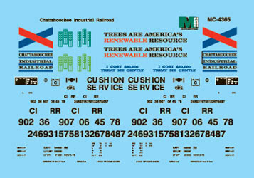 Microscale 60-4365 N 1978+ Chattahoochee Industrial 50' Boxcar Decal Sheet