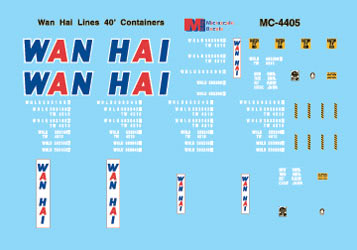 Microscale 60-4405 N Wan Hai Lines Ltd. 40' Containers Waterslide Decal Sheet