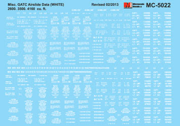 Microscale 60-5022 N Misc. GATC Airslide Data White 2600/3500/4160 Cu Ft Decal