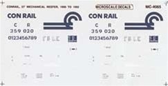 Microscale 60-4065 N Conrail 57' Mechanical Reefer Waterslide Decal Sheet