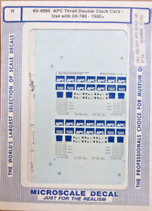Microscale 60-4095 N 1986+ APC Thrall Double Stack Cars Waterslide Decal Sheet