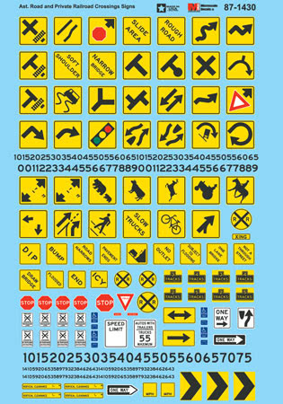 Microscale 87-1430 HO Parking Signs and Clearance Signs Decal Sheet