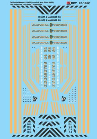 Microscale 60-1452 N CWRR & AMR GP9 & GE 44 Ton Diesel Locomotives Decal Sheet