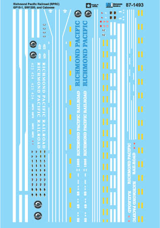Microscale 87-1493 HO RPRC GP-15-1, SW1200, and Caboose Waterslide Decal Sheet