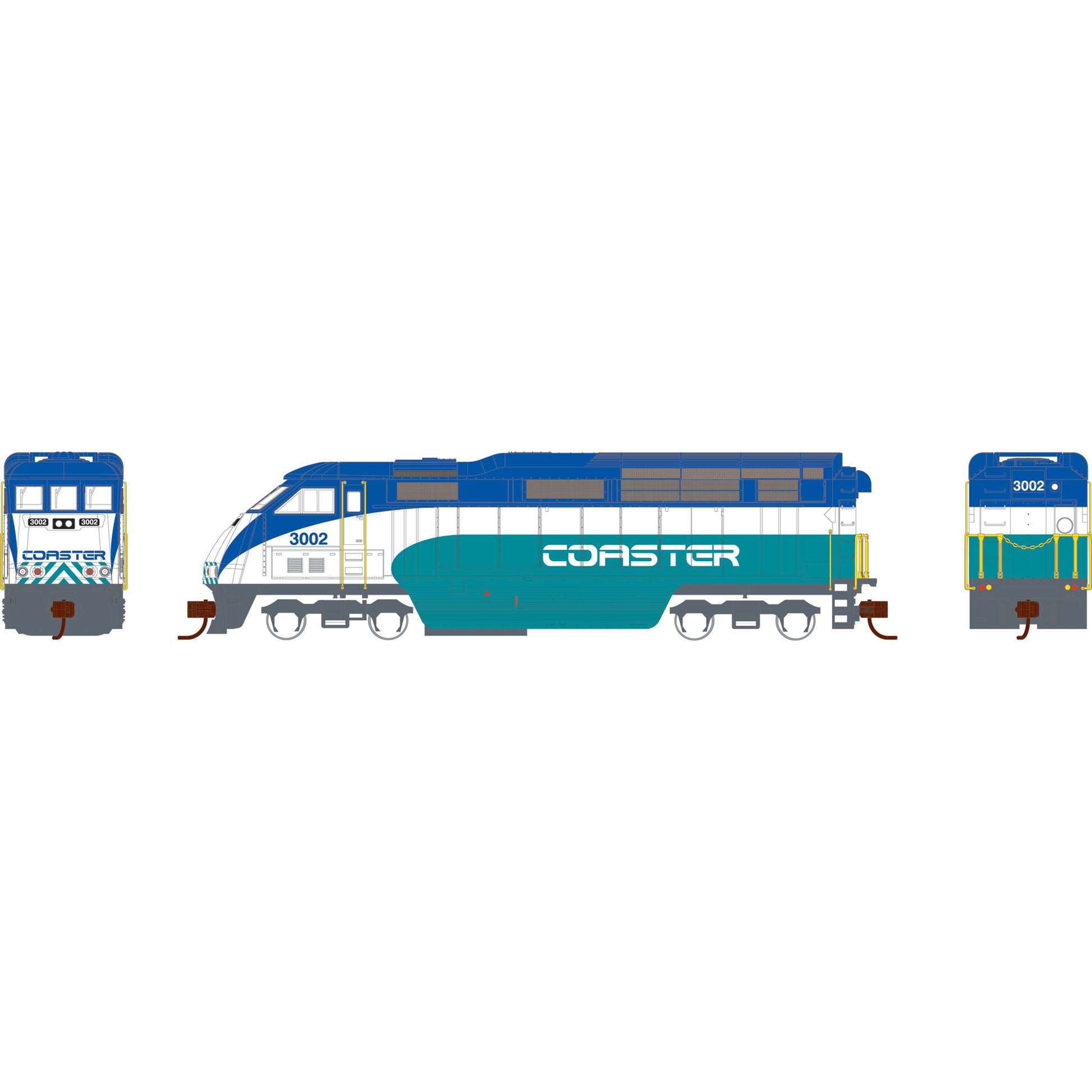 Athearn 24701 N Coaster F59PHI Diesel Locomotive with DCC and Sound #3002