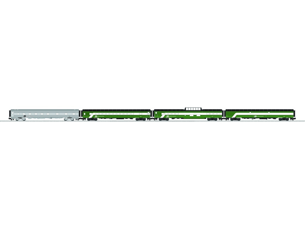Lionel 6-84045 O Burlington Northern 21" Passenger Cars (Set of 4)