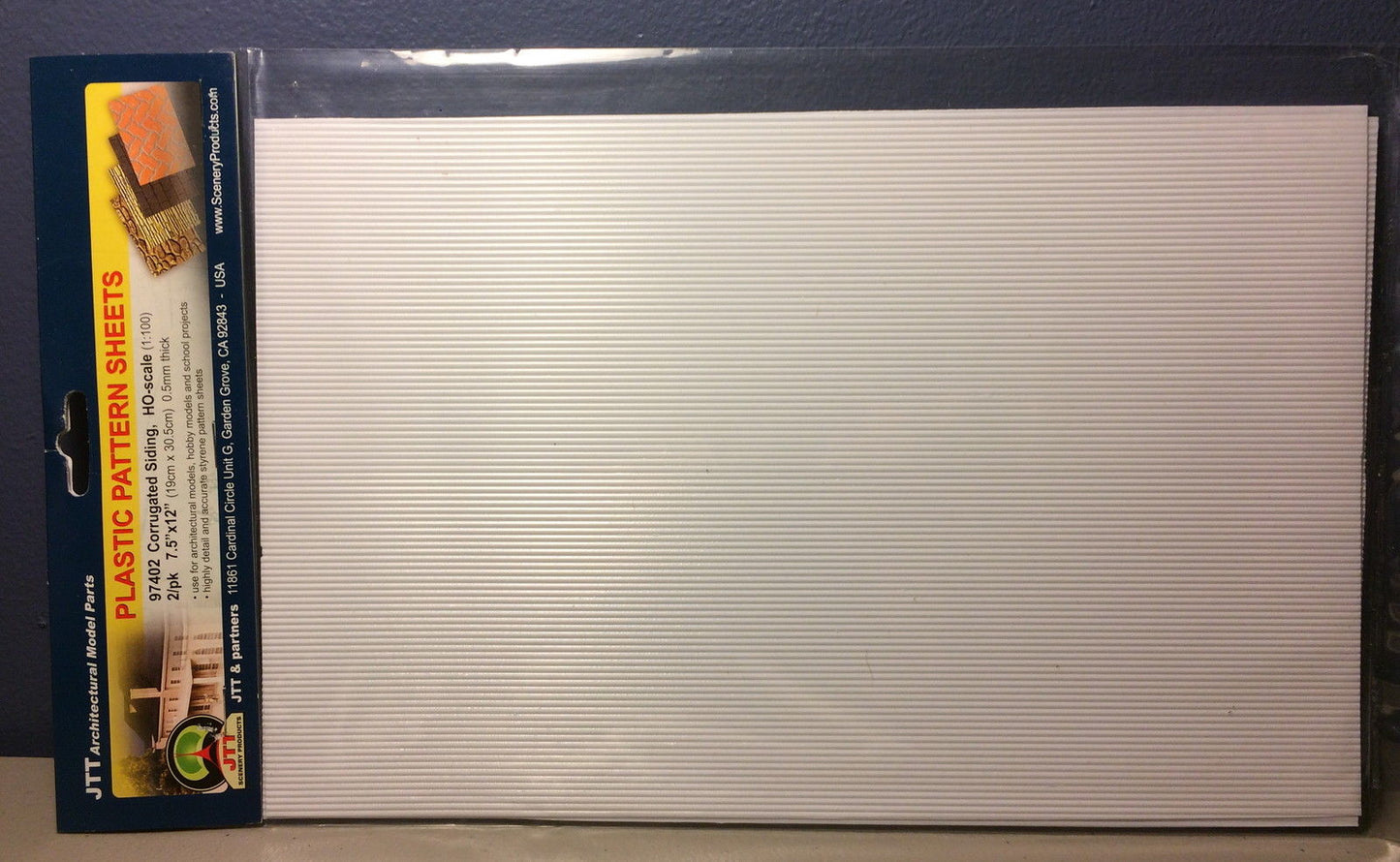 JTT Scenery Products 97402 HO 7.5"x12" Corrugated Siding Sheet (Pack of 2)