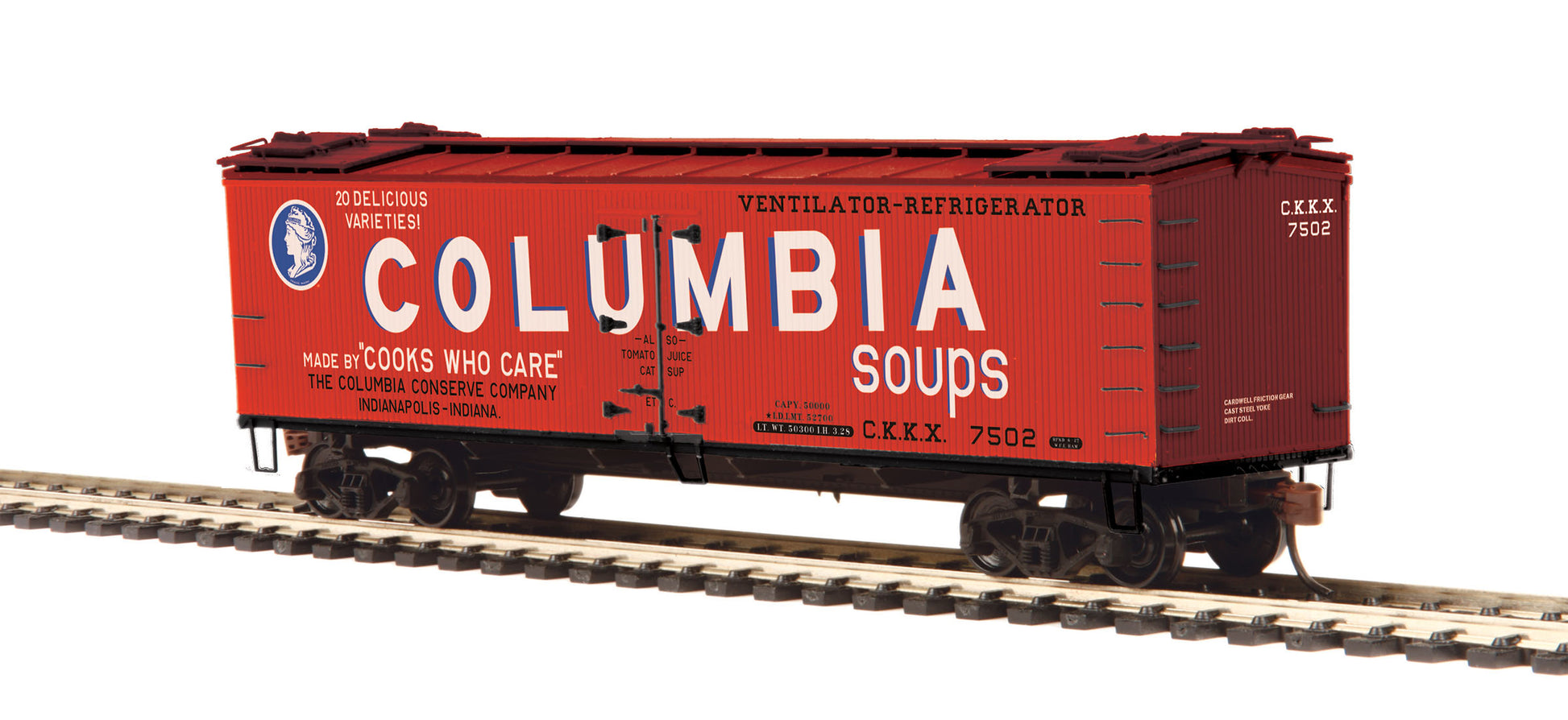MTH 80-94056 HO Columbia Soups R40-2 Woodside Reefer Car #7502