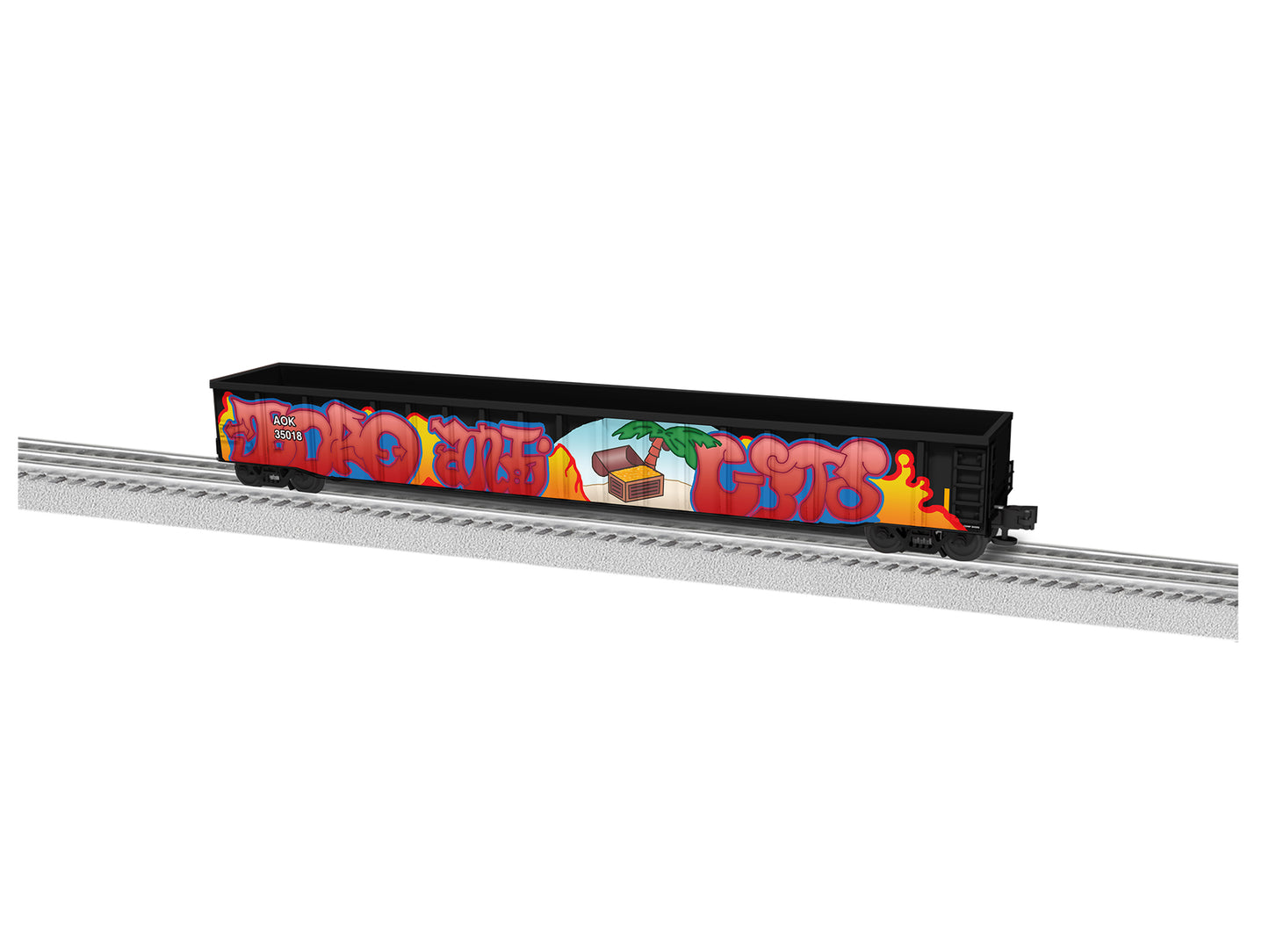 Lionel 6-84837 O Arkansas and Oklahoma 66' Mill Gondola with Graffiti #35018